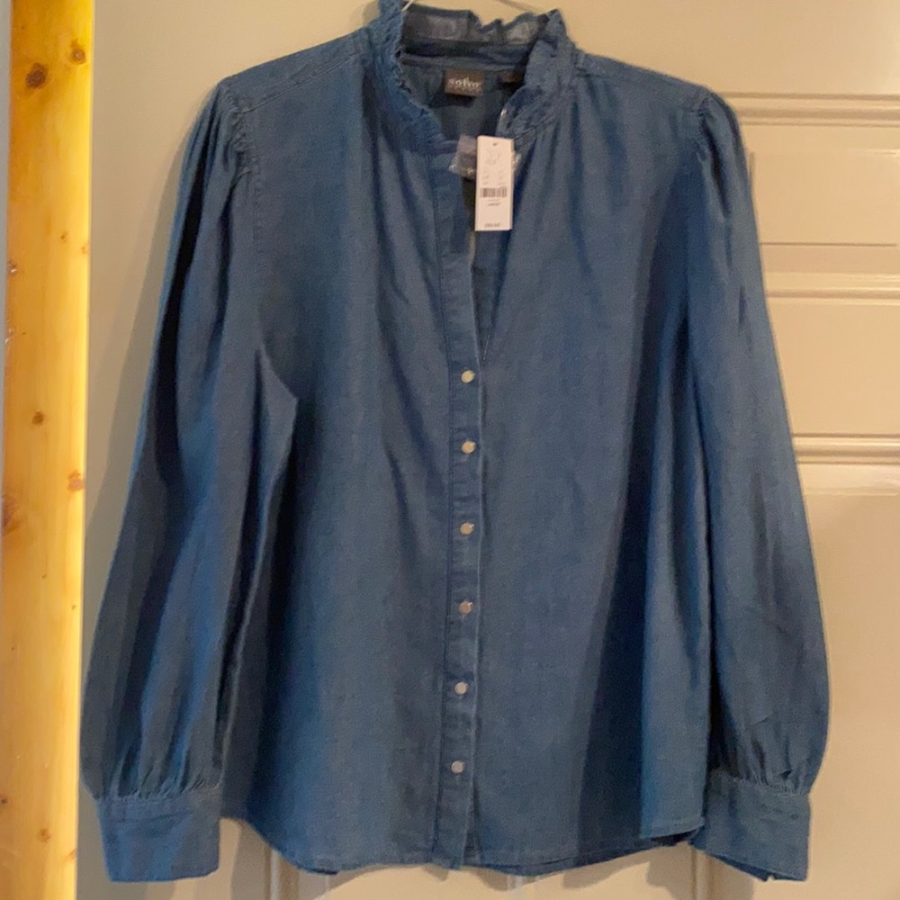 NWT XL Faux Denim Blouse